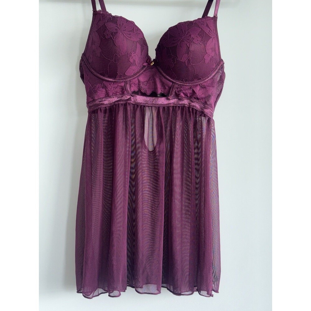 Sexy Y2K Purple Lace and Mesh Babydoll Lingerie